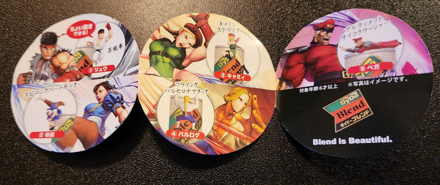 Street Fighter V Kitan Club Cup Topper Figures (Complete Set of 5) - Ryu, Chun-Li, Cammy, Vega & M. Bison