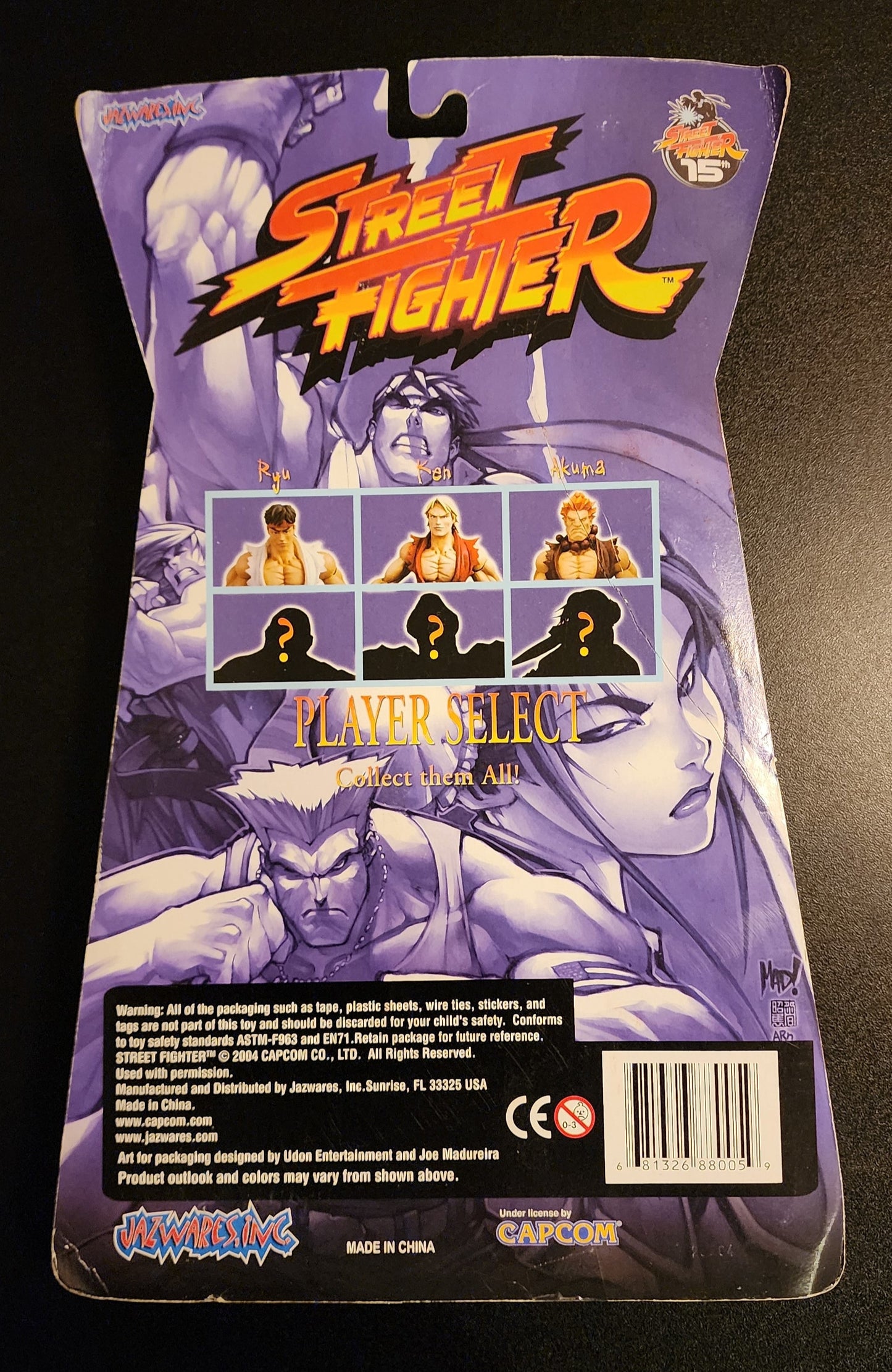 Street Fighter 15th Anniversary - Ryu, Ken, Akuma Action Figures (Jazwares) LOT