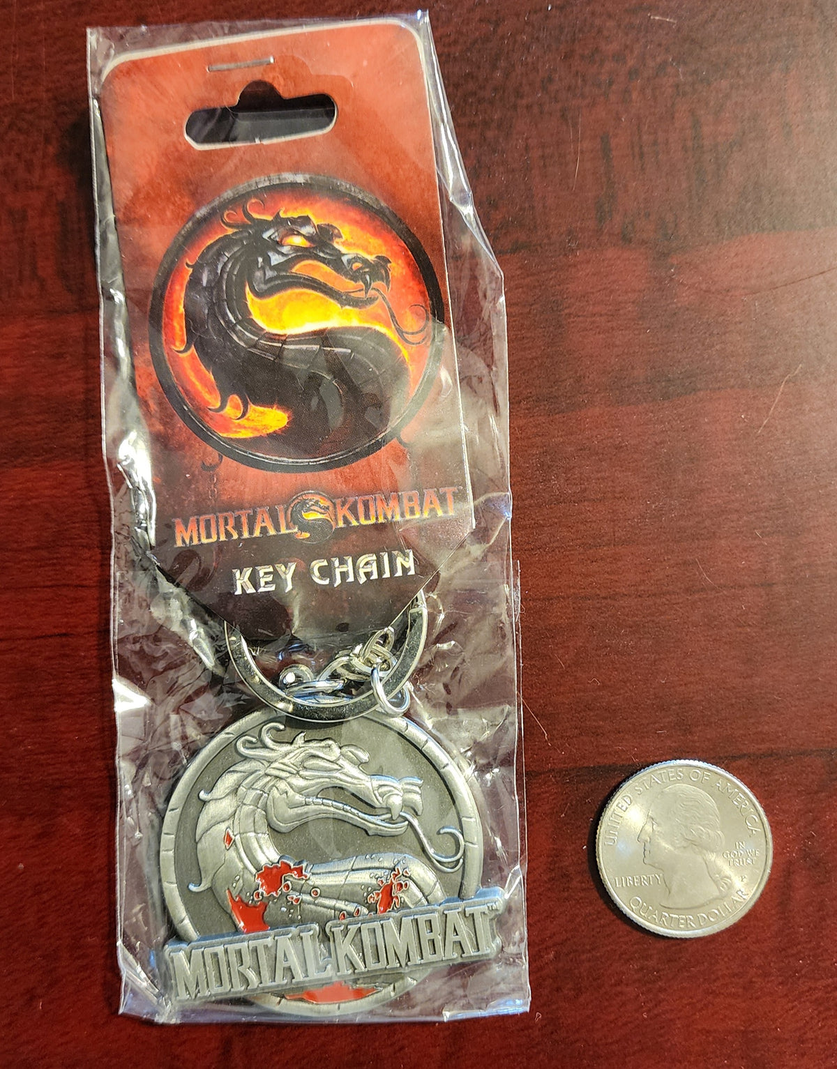 Mortal Kombat 9 Logo Official Silver Keychain (Sealed)