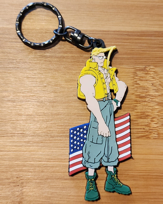 Charlie Nash Street Fighter Zero / Alpha Rubber Character Art Keychain