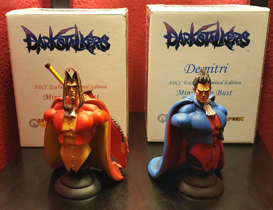 Demitri and Dee Darkstalkers SDCC Exclusive Resin Busts LOT (Limited Edition)