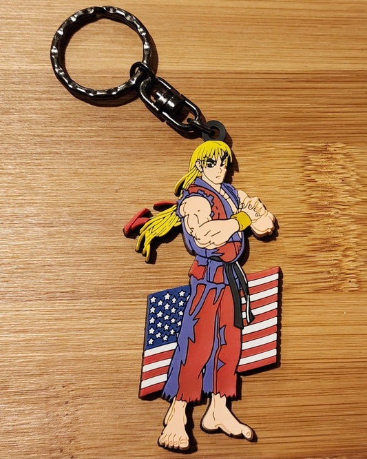 Ken Masters Street Fighter Zero / Alpha Rubber Character Art Keychain