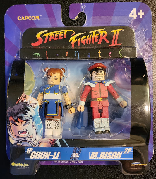 Street Fighter 2 Chun-Li and M. Bison MiniMates Figures (Sealed)